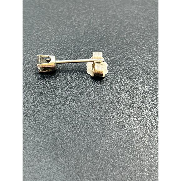 Designer Signed 14K White Gold Prong Set Round Diamond Stud Earring *Single - Picture 11 of 13